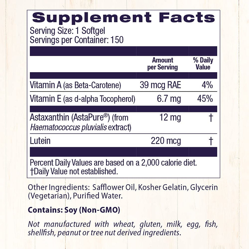 [Australia] - Healthy Origins Astaxanthin (AstaPure) 12 mg, 150 Softgels 150 Count (Pack of 1) 