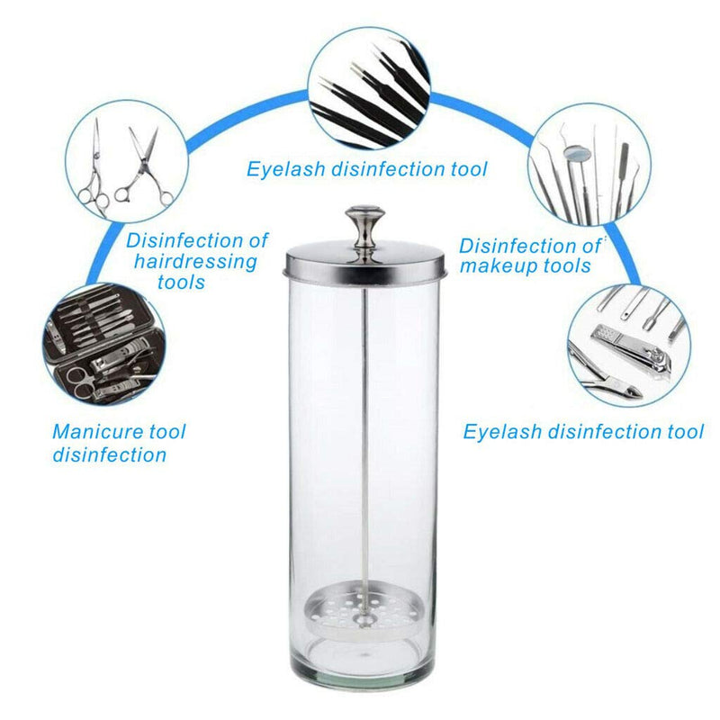 [Australia] - Clear Portable Barber Salon Manicurist Tool Sanitizing Disinfecting Glass Jar Durable - Clear, L 