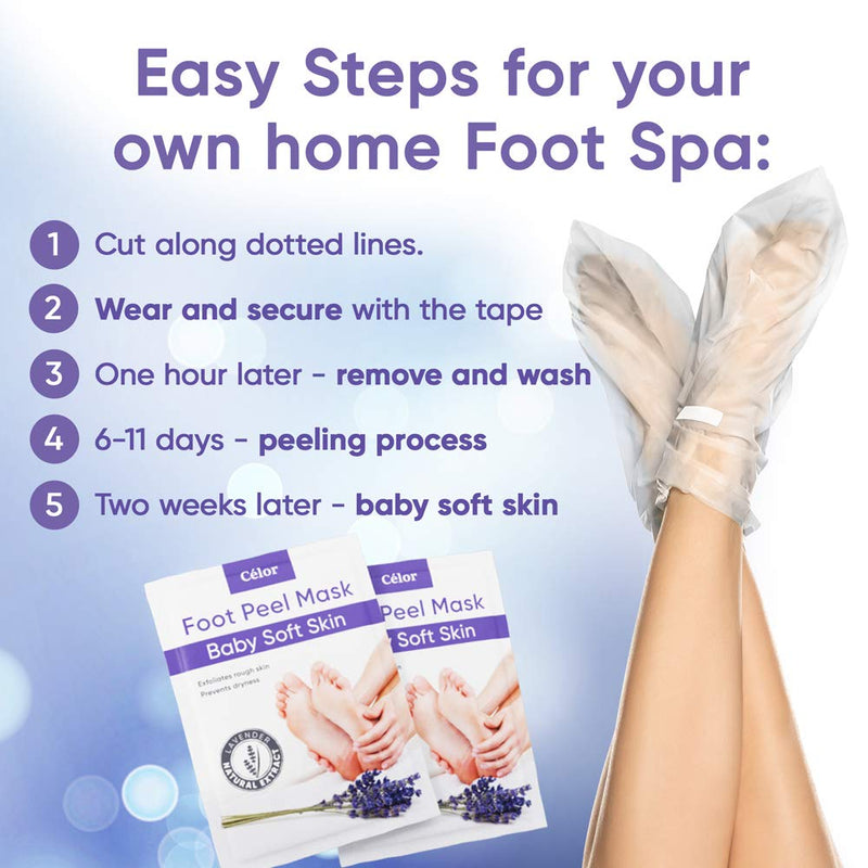 [Australia] - Foot Peel Mask (2 Pairs) - Foot Mask for Baby Feet and Remove Dead Skin - Baby Foot Peel Mask with Lavender and Aloe Vera Gel for Men and Women Feet Peeling Mask 