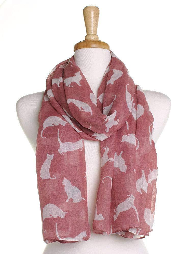 [Australia] - Pink with White Cats Scarf, Beautiful Design, Fantastic for The Animal Lover in us All 