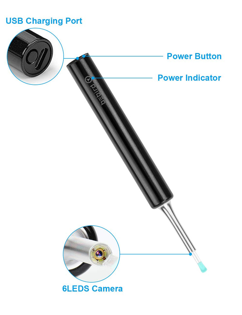 [Australia] - Wiscky BEBIRD Ear Wax Removal Tool Endoscope-Professional Ear Cleaner Camera 1080p FHD Wireless Otoscope with 6 LED Lights Ear Scope Wax Cleaning Kits for iPhone,iPad&Android Smart Phones 