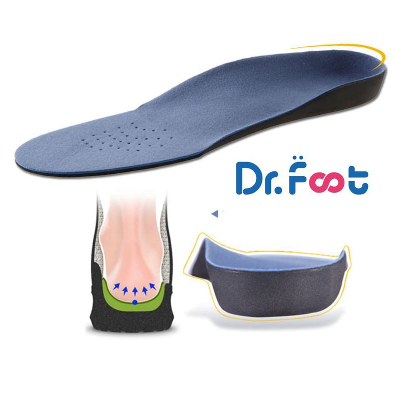 [Australia] - Dr.Foot Full Orthotics Shoe Insoles - Arch Support Inserts Correct Flat Feet, Over-Pronation, Fallen Arch (S - W6.5-8 | M5.5-7) S - Women's 6.5-8 | Men's 5.5-7 Blue&black 