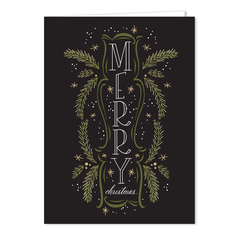 [Australia] - Christmas Pines Typography Christmas Holiday Card Assortment Pack - Set of 24 cards, 3 designs. 5'' x 7'' folded, verses inside. Made in the USA. Blank white envelopes. 