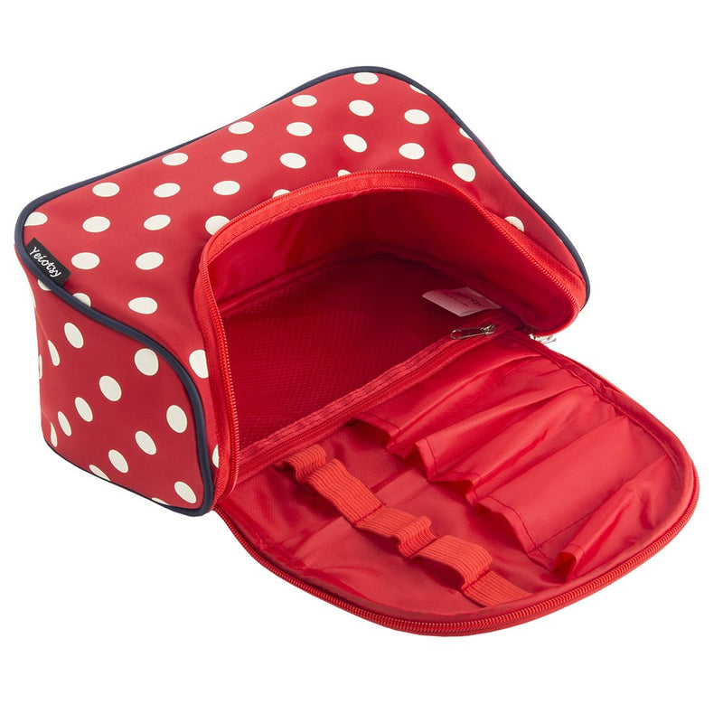 [Australia] - Travel Makeup Bag Cute, Yeiotsy Stylish Polka Dots Cosmetic Bag for Women Hanging Toiletry Bag Organizer (Classic Red) Classic Red 