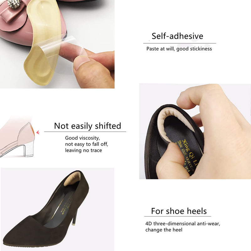 [Australia] - Heel Grips, Heel Cushion Pads for Loose Shoes, 4 Pairs Heel Protectors, Heel Inserts Grips Liners for Women Men Shoes Too Big Black & Skin 