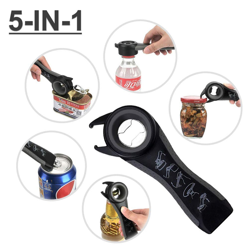 [Australia] - Multi Bottle Opener,Multi-Function Bottle Can and Jar Grip Opener, 5-in-1 and 6-in-1, Twist Off Lid Kitchen Tool Suitable for Seniors or Arthritic Hands (2Pcs) 