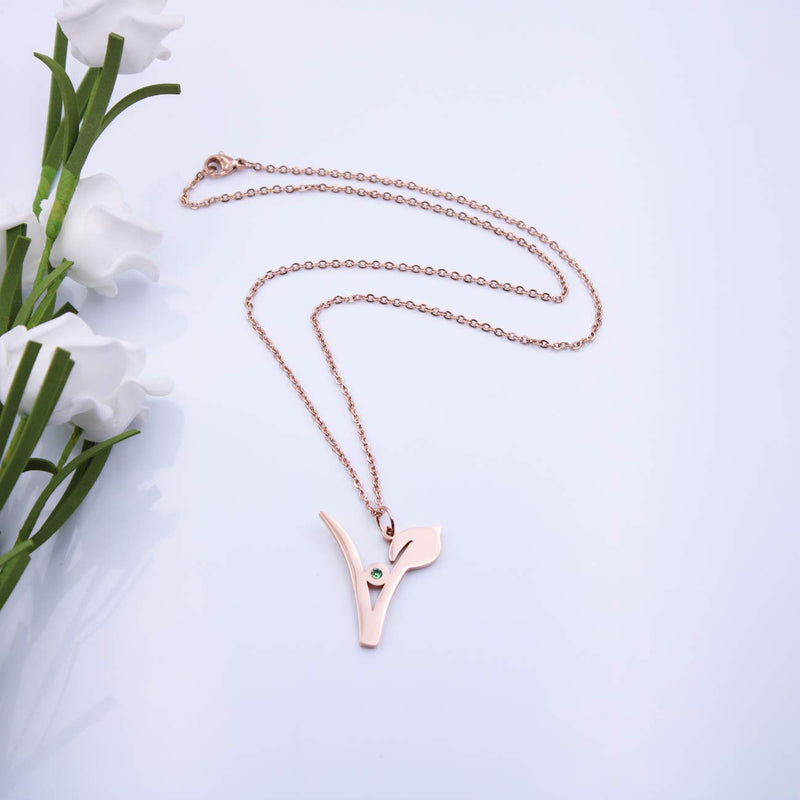 [Australia] - DYbaby Stainless Steel Vegan Symbol Necklace Vegetarian Jewelry Gift Style 1-RG 