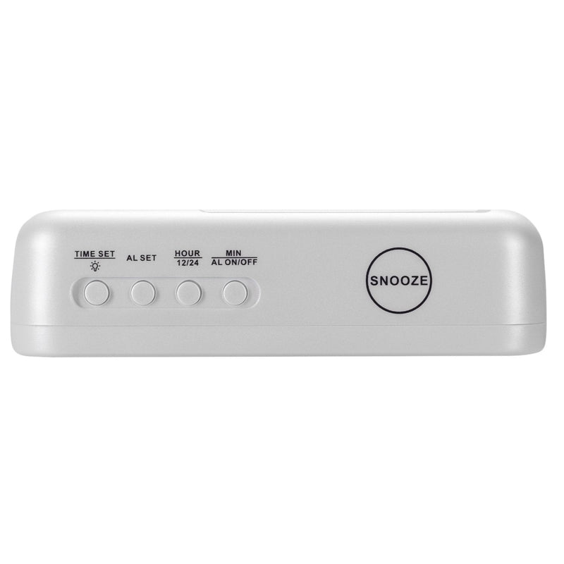 [Australia] - Alarm Clock, LED Time Display with Temperature, 12/24Hr, 3 Level Brightness, Snooze, Battery Powered, Small Portable Clock for Travel, Bedroom, Bedside, Desk, Office, Kids, Elderly White 