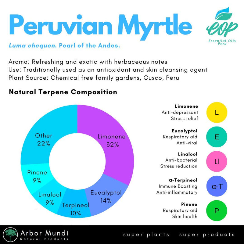 [Australia] - Peruvian Myrtle Essential Oil – 100% Pure. Wild, Sustainably Sourced. Therapeutic Grade – 10ml/0.33 Fl Oz. Arrayán (Luma chequen). Peru 