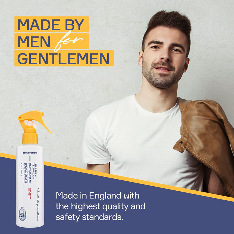 [Australia] - Seven Potions Texturizing Salt Spray for Men's Hair — Natural, Water-Based, Matte Finish, Texturized Hold for Volume, Plus Great Styling Product Primer — Natural, Vegan, Cruelty Free (200ml) 