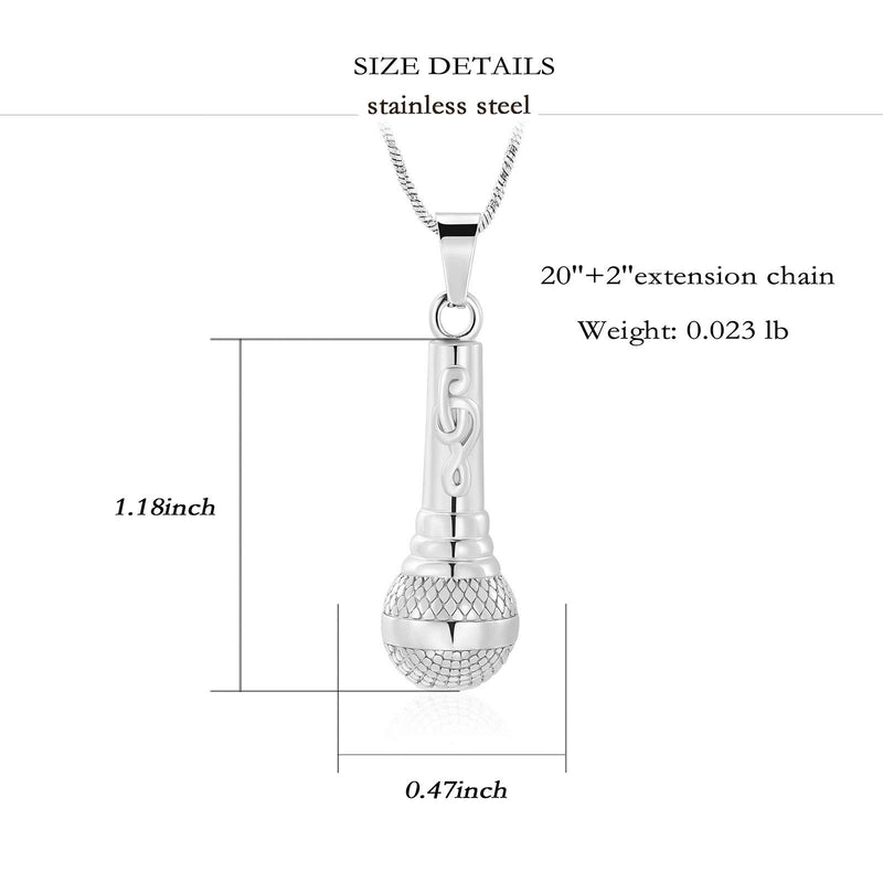 [Australia] - Yinplsmemory Cremation Jewelry Music Note Microphone Urn Necklace for Ashes for Women Men Memorial Ashes Keepsake Urn Necklace Silver 