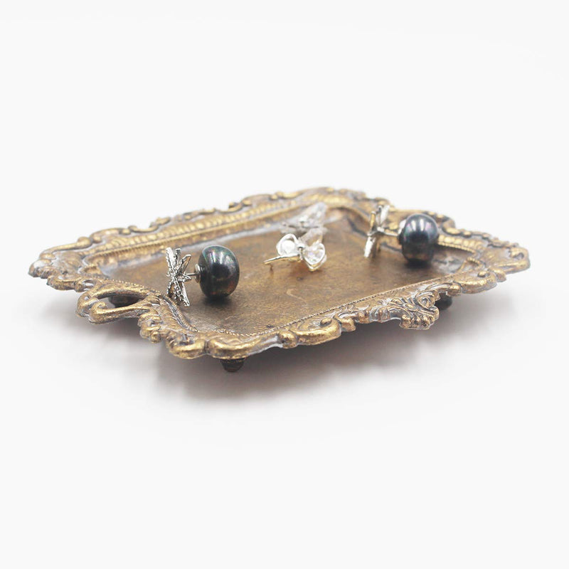 [Australia] - Funly mee Small Antique Trinket Dish Vintage Gold Jewelry Tray , Ring Holder 