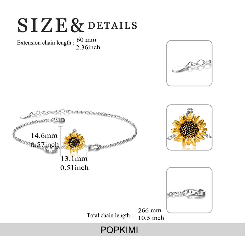 [Australia] - POPKIMI S925 Sterling Silver Anklets for Women Girls Jewelry Birthday Gifts C-Sunflower 