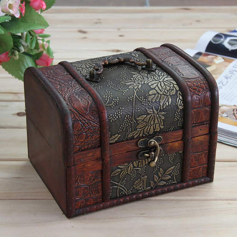 [Australia] - Hofumix Jewelry Boxes Wooden Treasure Box Vintage Treasure Chest Handmade Box Rings Case with Metal Lock for Storing Jewelry Treasure Pearl Cosmetics 3PCS(S,M,L) 