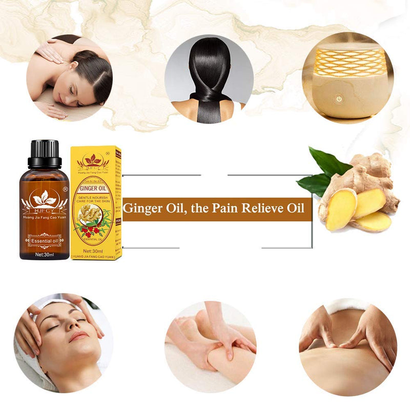 [Australia] - 5 PCS New Lymphatic Drainage Ginger Massage Oil Plant Massage Essential Oil Massage Relaxation 100% Pure Natural Prime by Hilareco,(with English Instructions) 