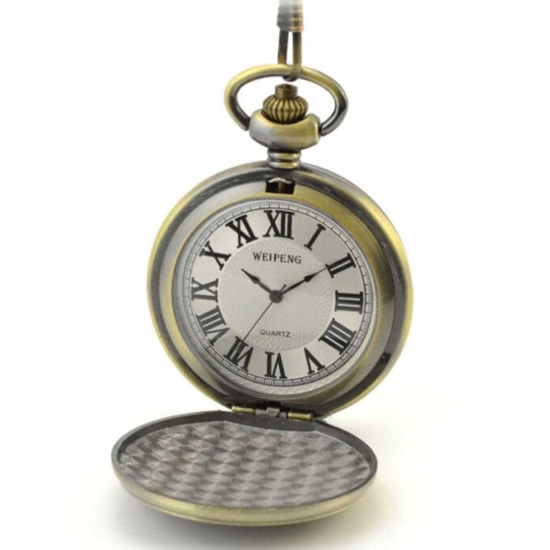 [Australia] - SwitchMe Retro Quartz Pocket Watch Japan Movement with Belt Clip Chain for Grandpa Bronze 