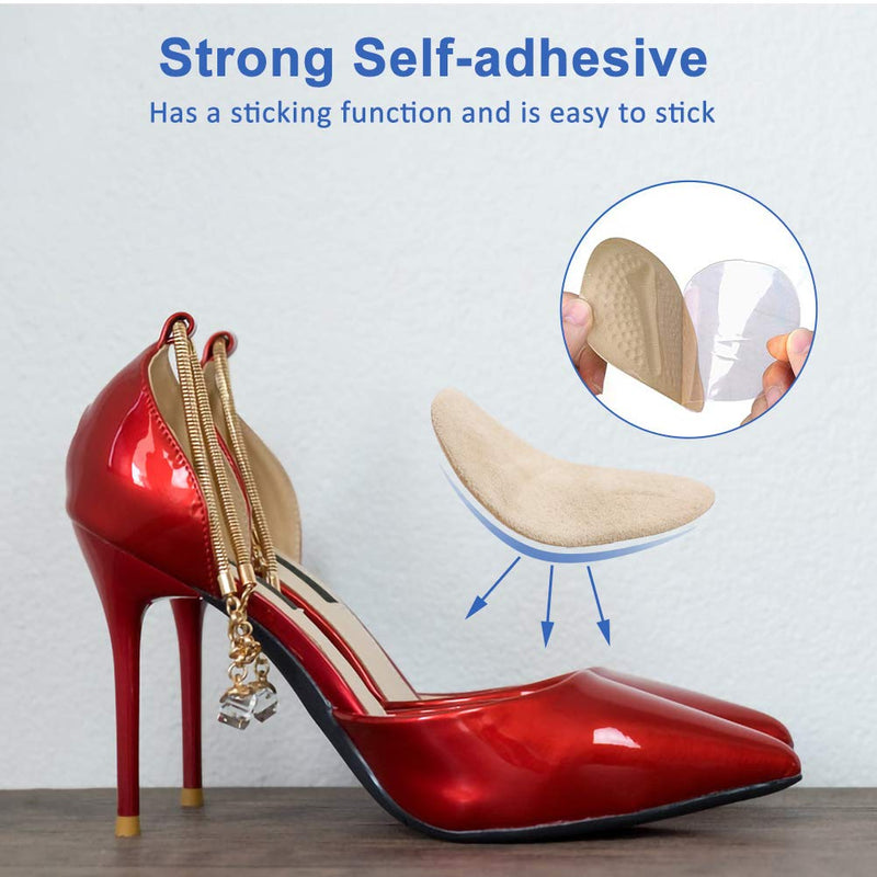 [Australia] - 2 Pairs High Heel Shoe Insoles for Women, Haofy Anti-Slip Party Feet Shoe Gel Pads, One Size Fits All Shoes Too Big Insert Beige 