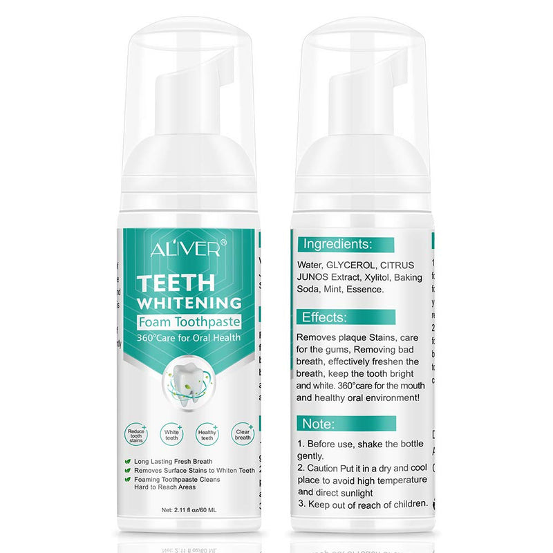 [Australia] - Teeth Whitening Toothpaste, 2 Pack Citrus Baking Soda Toothpaste, Foam Whitening Toothpaste, Ultra-fine Mousse Foam Deeply Cleaning Gums, Stain Removal, Natural Mouth Wash Water Mint 2.11 Fl Oz (Pack of 2) 