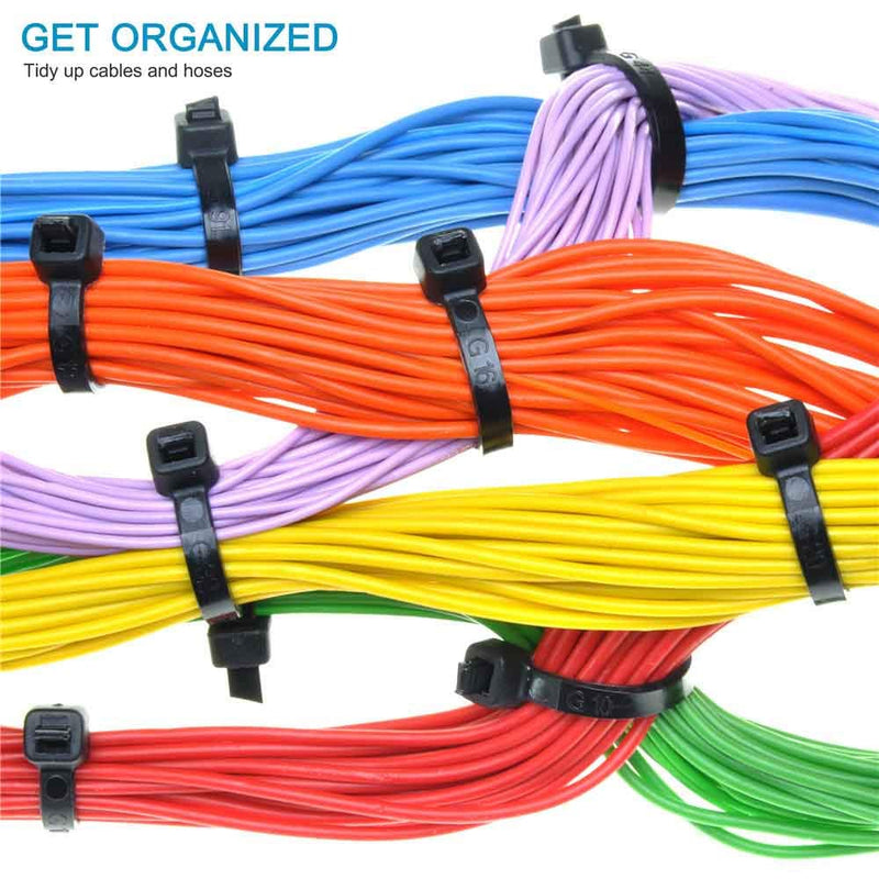 [Australia] - HMROPE 100pcs Cable Zip Ties Heavy Duty 12 Inch, Premium Plastic Wire Ties with 50 Pounds Tensile Strength, Self-Locking Black Nylon Zip Ties for Indoor and Outdoor 