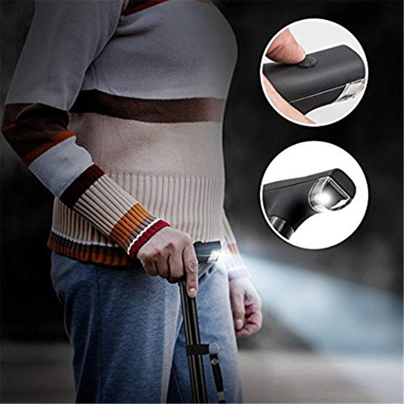 [Australia] - Folding Cane with Led Light, Adjustable Canes and Walking Sticks for Men and Women, Walking Cane Stick for Elderly with Cushion T Handle and Pivoting Quad Base 