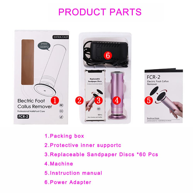 [Australia] - 1200 RPM Electric Foot Sharpener Adjustable Speed Foot Polisher, Dead Skin Calluses Remover with 60 Replacement Sandpaper Discs, Unisex. 