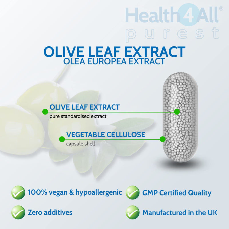 [Australia] - Health4All Olive Leaf Extract 90 Capsules. Purest, no additives, Strong 40:1 20,000mg Equivalent Vegan Immune Support, Blood Pressure and Cholesterol Support. 90 Count (Pack of 1) 