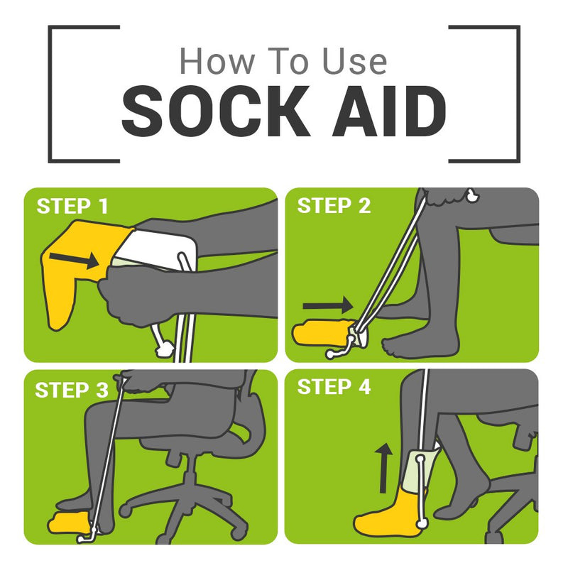 [Australia] - BodyHealt Sock Aid - Deluxe White Sock Assist & Sock Helper - easy on & Off Sockhorn - Sock-Aide Device - Sock Tool for Elderly, Senior, Pregnant, Diabetics - Sockpullers - Extends Reachup To 33" White 1 Pack 