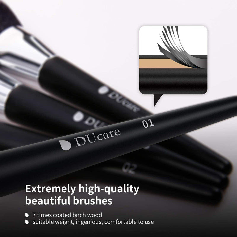 [Australia] - DUcare Makeup Brush Set 10Pcs Professional Makeup Brushes with Case Women Gift Premium Synthetic Kabuki Foundation Blending Brush Face Powder Blush Concealers Eye Shadows with Bag 10pcsBlack 