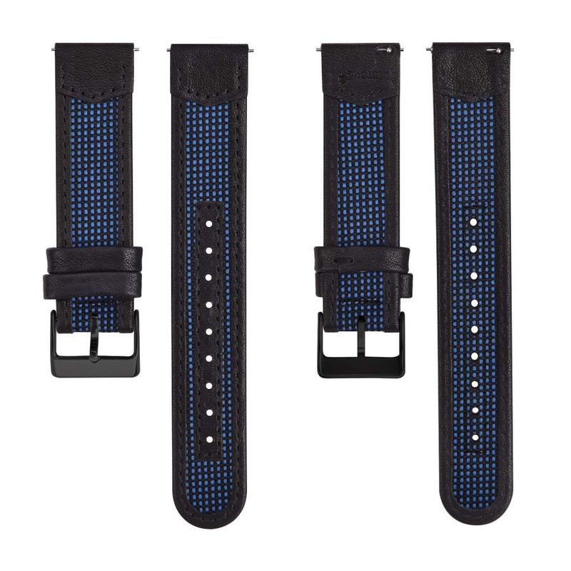 [Australia] - Ritche Leather with Nylon Watch Band - 18mm 20mm 22mm Quick Release Watch Bands for Men Women Compatible with Invicta Timex Seiko Fossil Watch Strap Black / Blue / Black 