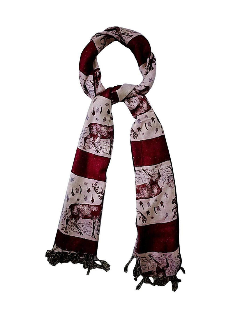 [Australia] - Purpledip Woolen Stole 'Deer Trails': Jamavar Style Faux Pashmina Shawl (20019) 