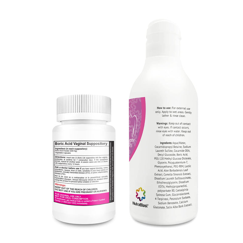 [Australia] - NutraBlast Boric Acid Vaginal Suppositories and So Fresh & Clean | Supports Odor Control | Cleanses Discharge | Promotes Healthy pH (30 Count & 10 fl oz) 