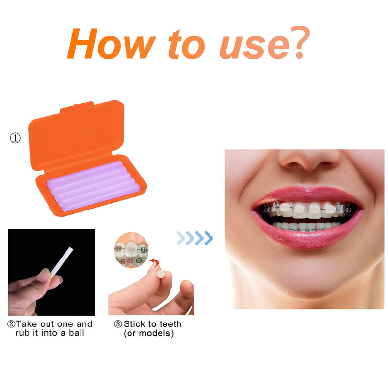 [Australia] - MIBICIRI 6 Boxes Dental Wax for Braces, Dental Cement Orthodontic Care Kits for Braces Protection Pain Relief (Orange Scent) Orange Scent 