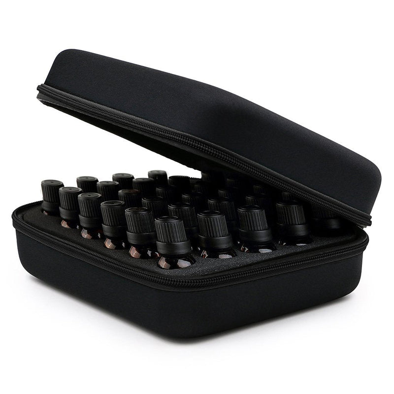 [Australia] - BTSKY 30 Bottles Durable Waterproof Hard Shell EVA Essential Oils Handle Carrying Case Bag Nail Polish Storage Box Foam Insert Organizer (Black) Black 