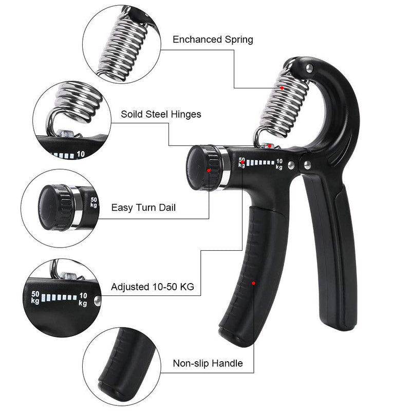 [Australia] - Vicloon Hand Grip,Finger Exerciser Adjustable Hand Grip Strengthener with Stainless Steel Springs Hand Squeeze Finger Force Strengthener Black 