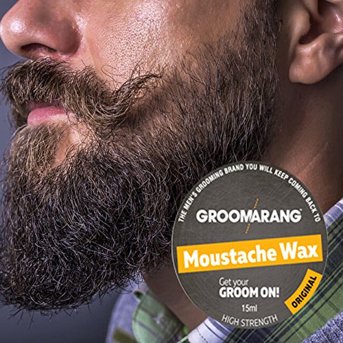 [Australia] - Groomarang Moustache & Beard Wax 15ml | Extra Strong Hold Styling Wax to Shape and Nourish Your Moustache and Beard | All-Natural, Organic, Cruelty Free | Gifts for Him 