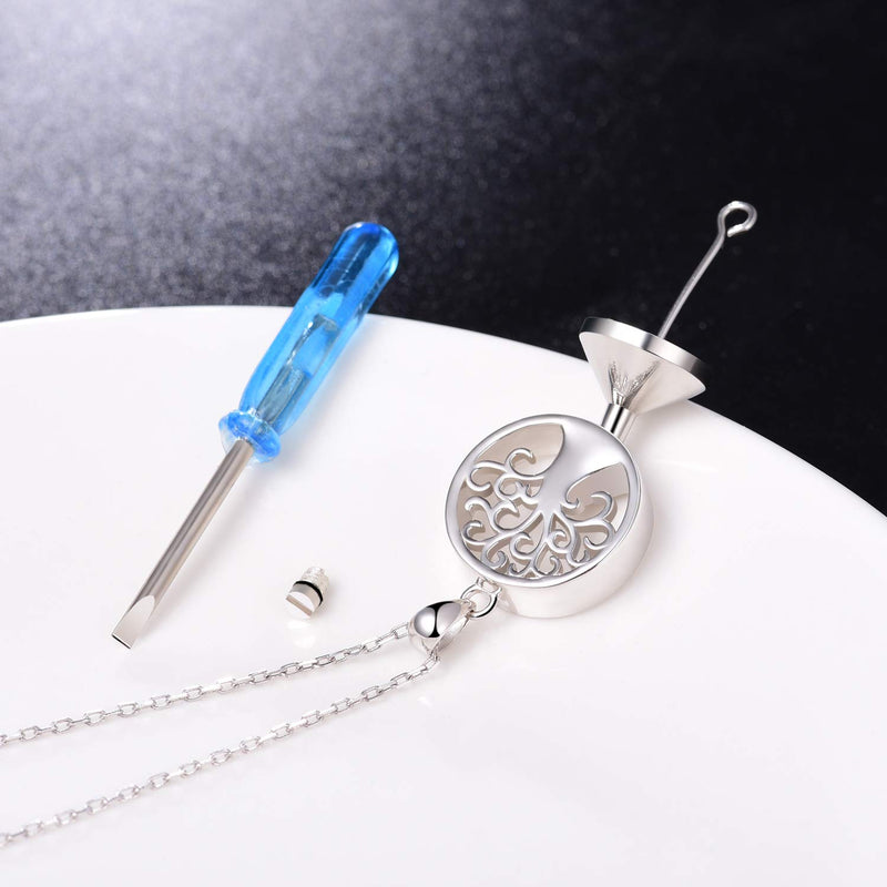 [Australia] - BEILIN Tree of Life Cremation Jewelry Sterling Silver Memorial Keepsake Urn Pendant Necklace for Ashes with Funnel Filler Kit 