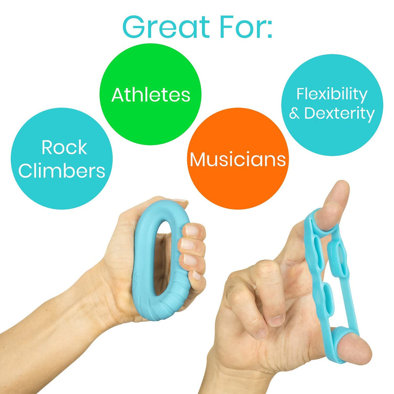 [Australia] - Vive Hand Grip Strengthener Exerciser Finger Ring Kit 6 Pack - Rehabilitation Strengthening for Forearm and Wrist - Strength Gripper Trainer for Carpal Tunnel, Stress Relief, Arthritis - PT Workout Multi Pack 