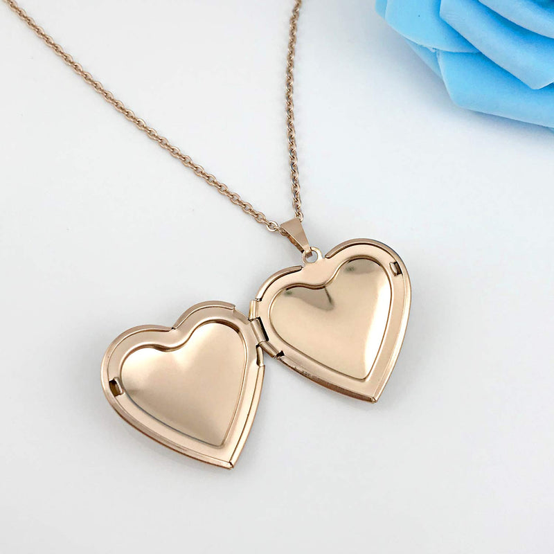 [Australia] - YOUFENG Love Heart Locket Necklace That Holds Pictures Polished Lockets Necklaces Birthday Gifts for Girls Boys Rose locket 