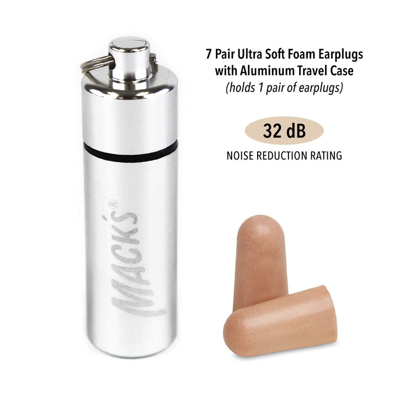[Australia] - Mack’s Ultra Soft Foam Earplugs, 7 Pair + Case – 32 dB Highest NRR, Comfortable Ear Plugs for Sleeping, Snoring, Travel, Concerts, Studying and Noise 