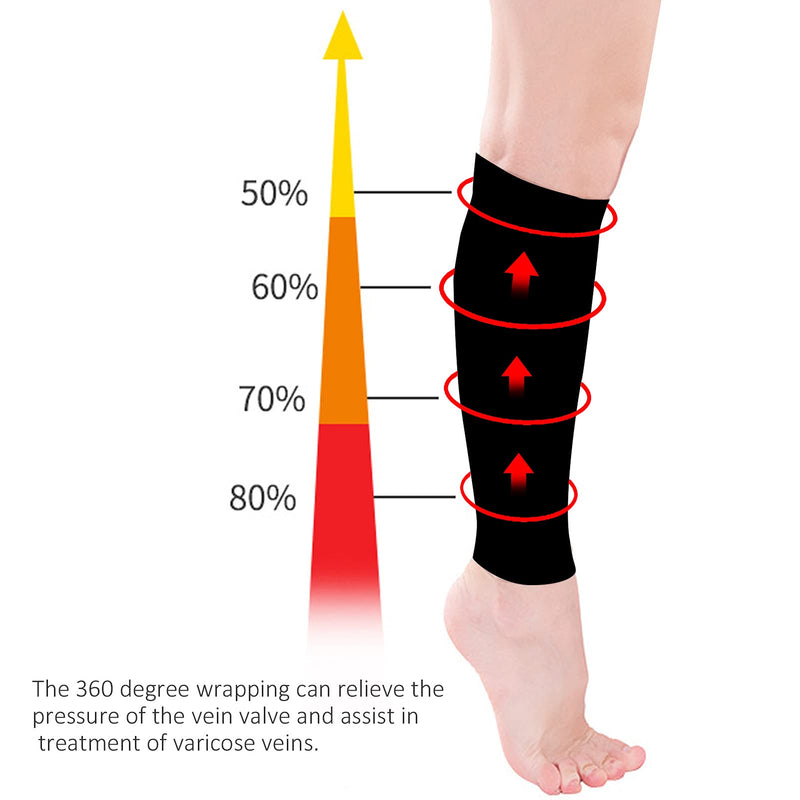[Australia] - Calf Compression Stockings for Women & Men,Varicose Veins Pressure Stockings Relieve Swelling Compression Socks Knee High Length, Open Toe,Black (Medium) M 