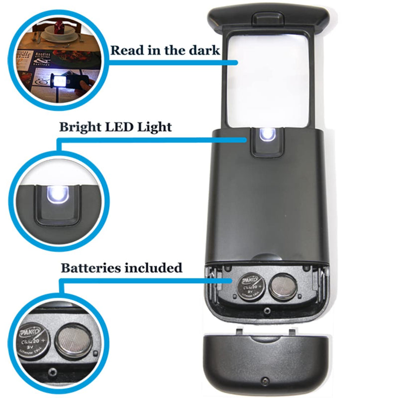 [Australia] - EasY Magnifier Small Pocket Magnifying Glass 3X with LED Light For Reading Fine Print; Mini Lighted Hand Held Acryl Lens; Read Lables In Stores; Magnify Glasses For Close Work;Helpful Gift For Seniors 