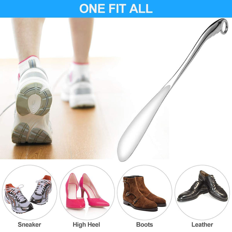 [Australia] - 24'' 26 Inch Shoe Horn Long Handle for Seniors Men Women Extra Long Handled Metal Shoehorn for Boots Solid Sturdy Heavy Duty 24 Inch Silver 