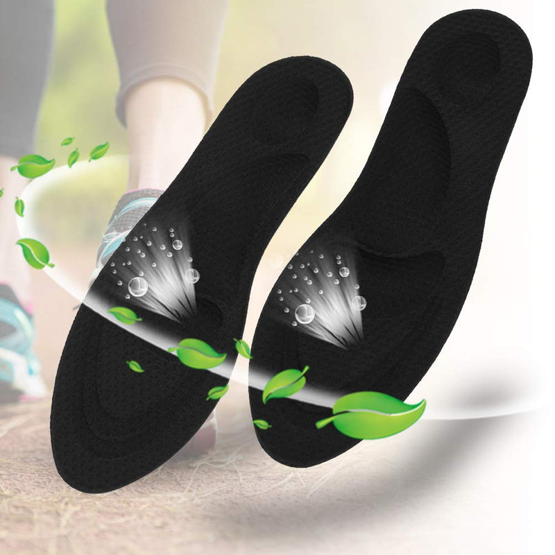 [Australia] - Alvinlite Shoes Insole, 2 Pair Orthotic Arch Support Insoles 4D Jacquard Shock Sweat Absorb Breathable Sponge Shoe Pad (Man-Black) Man Black 