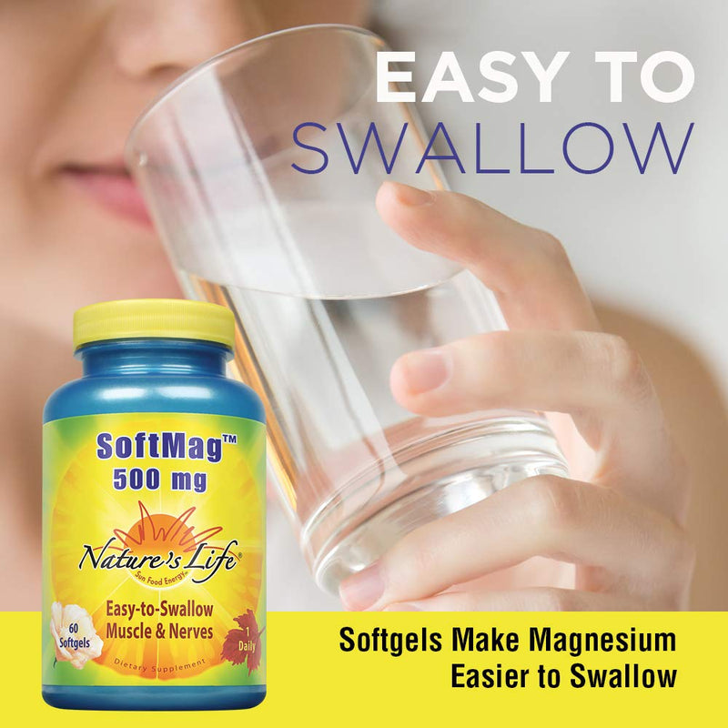 [Australia] - Natures Life SoftMag 500 mg | Magnesium Complex Supplement | Supports Strong Bones, Muscle & Nerve Health | 60 Softgels 