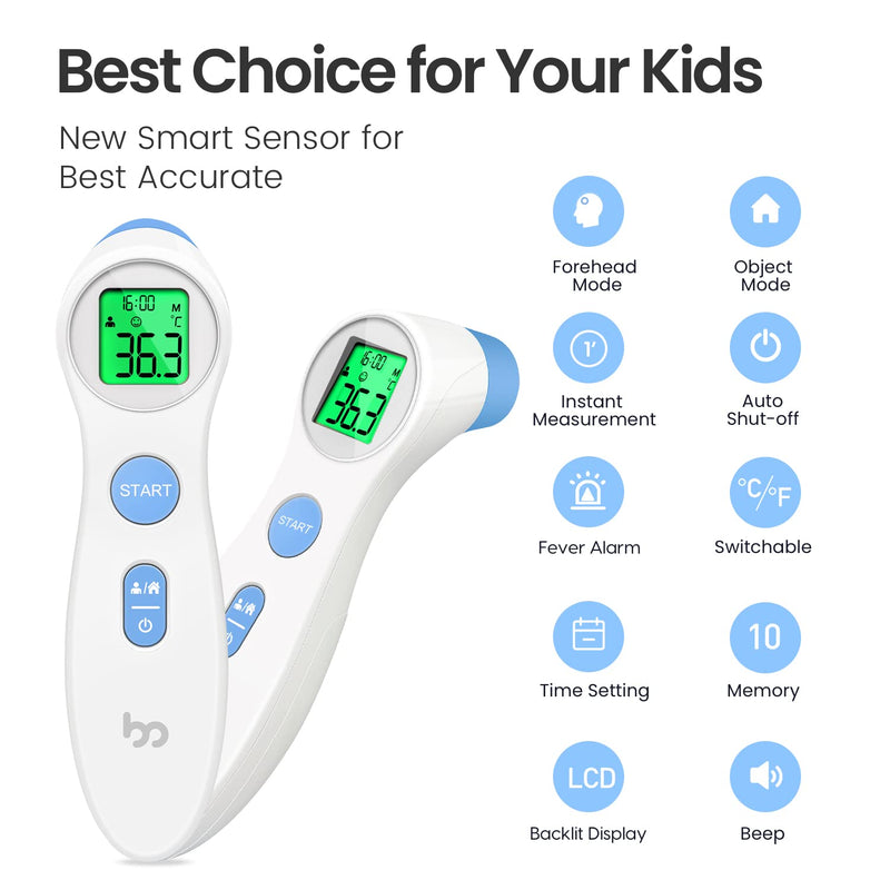 [Australia] - Femometer Forehead Thermometer for Adults Kids, Non Contact Infrared Thermometer, Digital Baby Thermometers Body Temperature Thermometer (White) White 