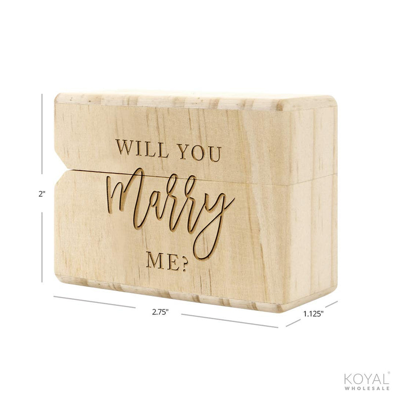 [Australia] - Koyal Wholesale Engraved Real Wood Slim Ring Box, Wedding Engagement Proposal Ring Box, Discreet Thin Ring Box With Hinge (Will You Marry Me?) Will You Marry Me? 