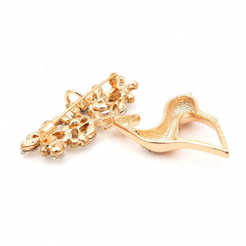 [Australia] - 2 Colors Rhinestone Deer Brooches Women Christmas Reindeer Pins Luxury Coat Corsage Jewelry silver 
