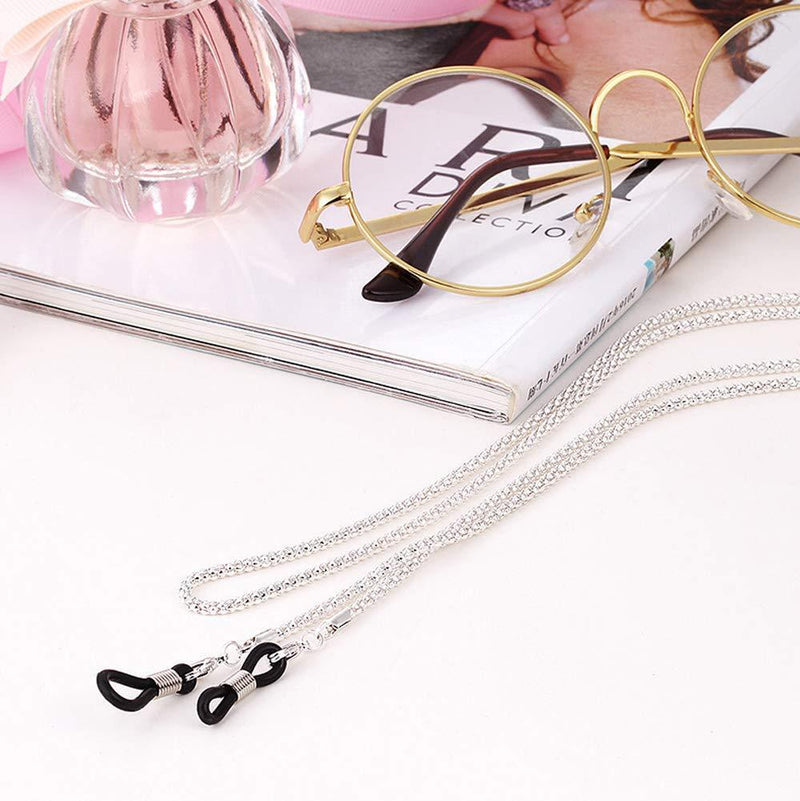 [Australia] - UPSTORE 3 Pcs 24 Inch Eyeglasses Sunglasses Chains Cord Straps Holder Non-Slip Neck Strap Eyewear Retainer Reading Glass Lanyard Necklace String Rope (Silver+Black+Gold) 