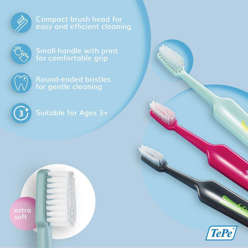[Australia] - TePe Kids Select Compact X-Soft (Ages 3+) / Extra soft & fun zoo animal design / 1 x children's toothbrush 1x1 