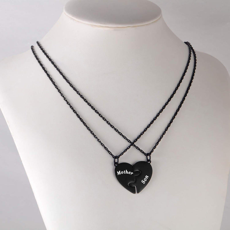 [Australia] - Ralukiia Mother and Son Heart Matching Necklace Set for 2 - Son to Mom Mother to Boys Graduation Back to School Birthday Jewelry aunt nephew heart necklace 